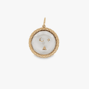 Star & Moon Pendant, 14kt Yellow Gold & Clear Crystal