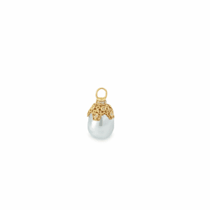 15mm x 19mm Light Silver Tahitian Pearl with 18kt Yellow Gold & Diamond Lace Cap