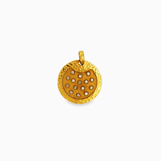18kt Yellow Gold Disc with 15 Bezel Set Diamonds
