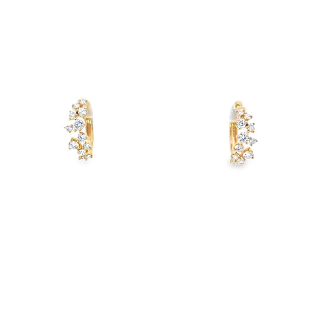 18kt Yellow Gold & Diamond Huggie Earrings