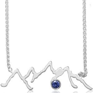 terling Silver Wire Mountain & Montana Sapphie (0.10cts) Necklace